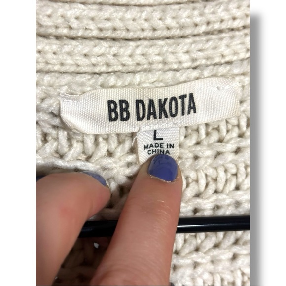 BB Dakota Cream/Navy/Orange Dolman Sleeve Open Front Women's Relaxed Cardigan - Picture 13 of 16